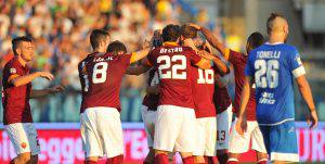 Foto LaPresse - Jennifer Lorenzini 13/09/2014 Empoli ( Italia) Sport Calcio Empoli - Roma Campionato di Calcio Serie A TIM 2014 2015 - Stadio "Carlo Castellani" Nella foto: esultanza di Radja Nainggolan Photo LaPresse - Jennifer Lorenzini 13 September 2014 Empoli ( Italy) Sport Soccer Empoli - Roma Italian Football Championship League A TIM 2014 2015 - "Carlo Castellani" Stadium In the pic: celebrates of Radja Nainggolan